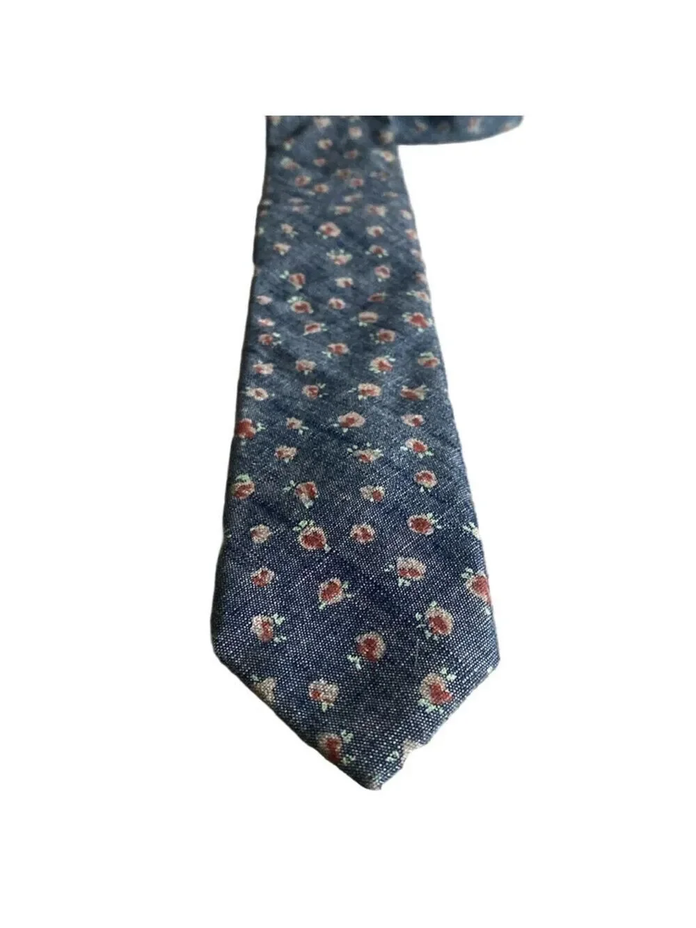 J.Crew Classic 100% Cotton Slim Navy Textured Tie – Floral Pattern
